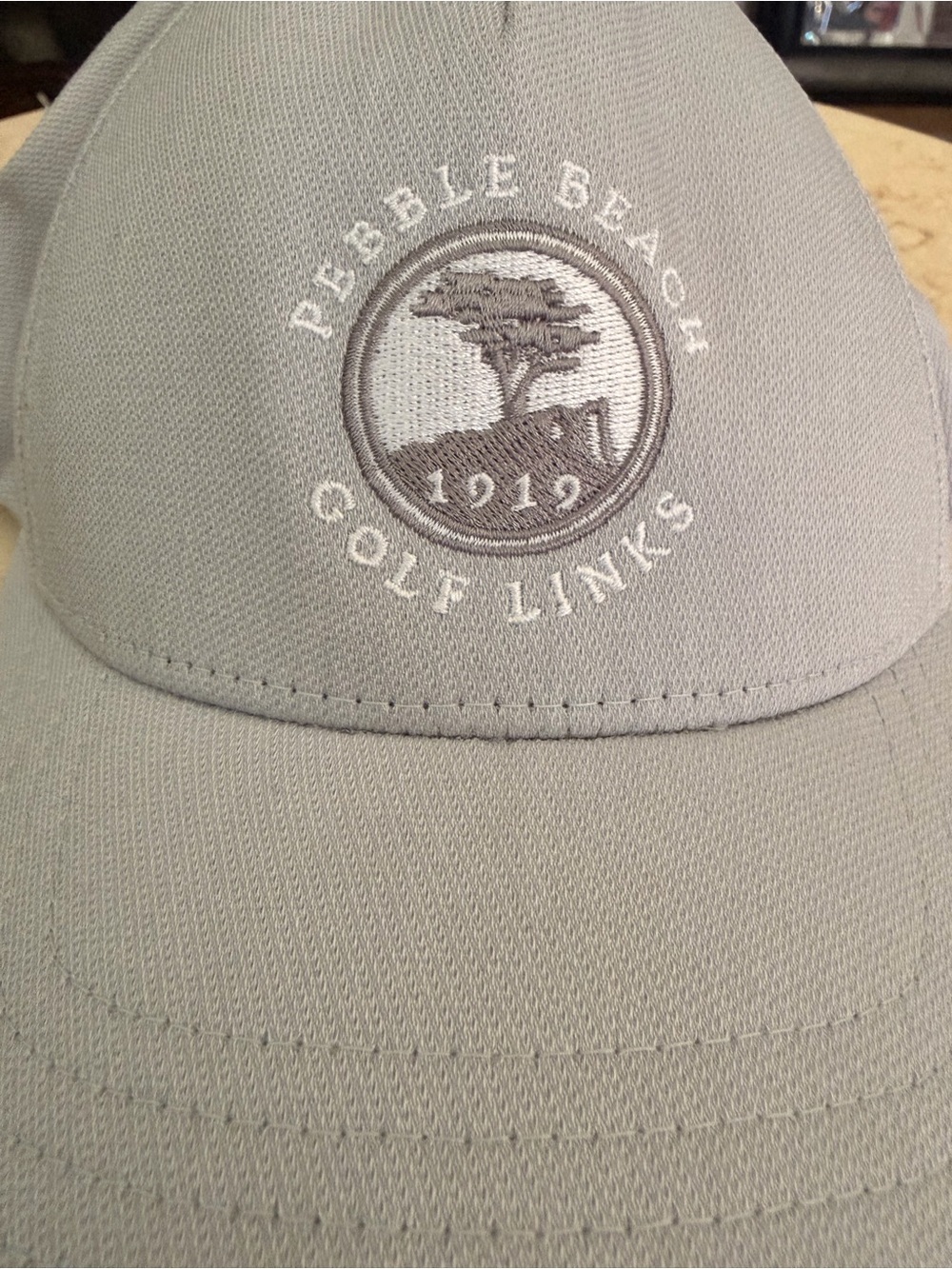 Pebble Beach Light Gray Script Logo Cap